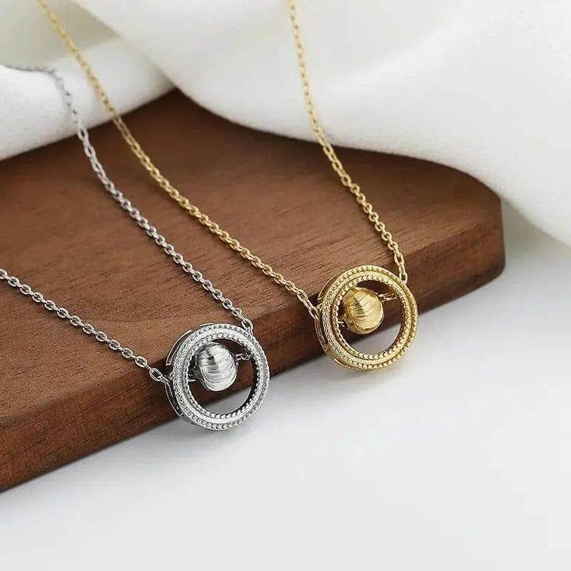Mental Health Matters - Minimal Dainty Gold Plated Ball Fidget Necklace Spinning - Mindful Rings