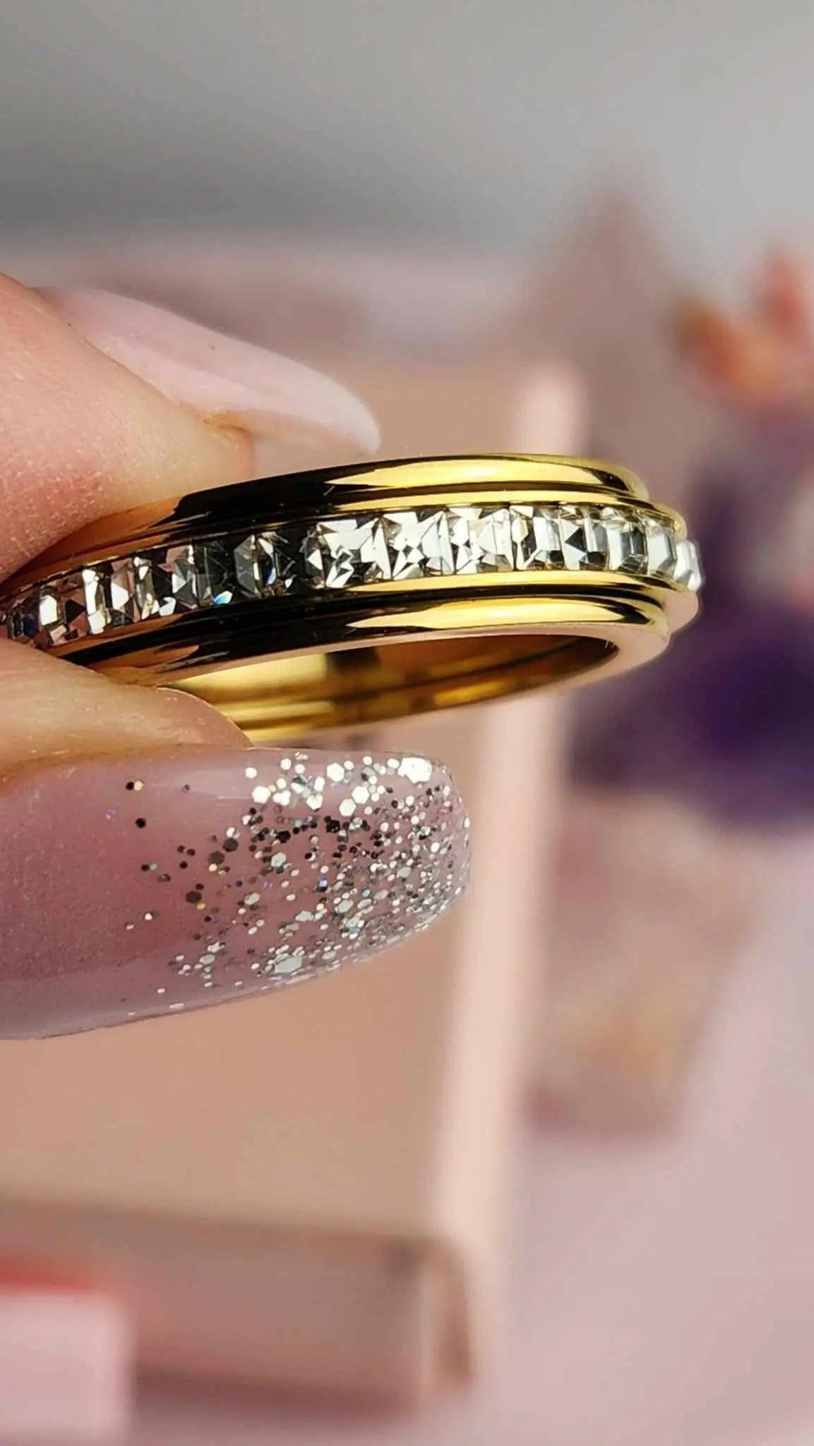 The Essence Collection Mindful Rings - Gold Plated Fidget Rotating Spinner Ring - Mindful Rings
