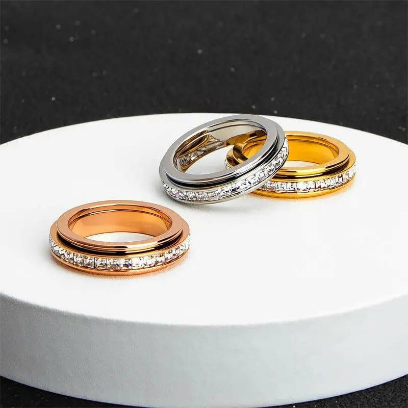 The Essence Collection Mindful Rings - Gold Plated Fidget Rotating Spinner Ring - Mindful Rings