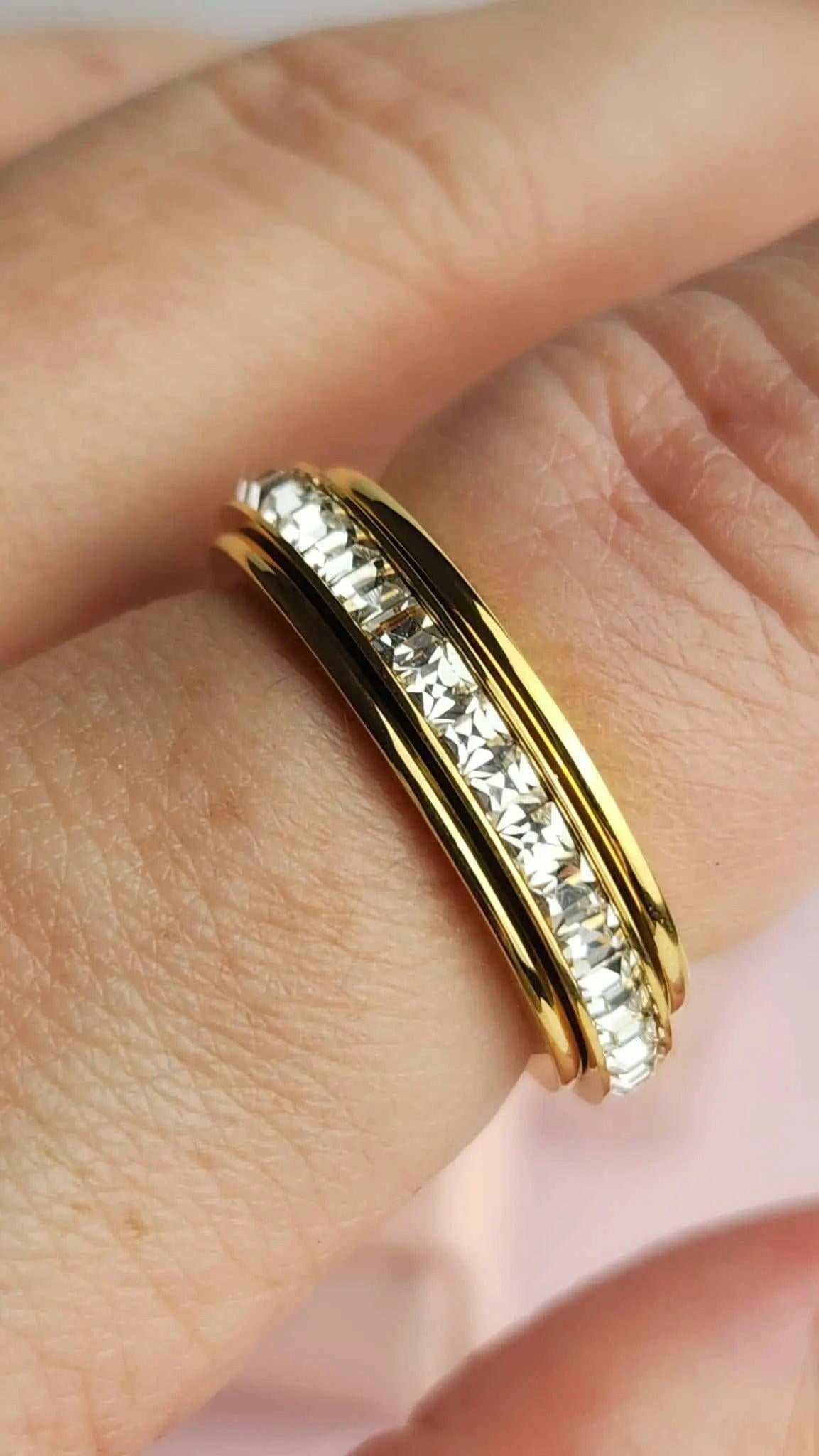 The Essence Collection Mindful Rings - Gold Plated Fidget Rotating Spinner Ring - Mindful Rings