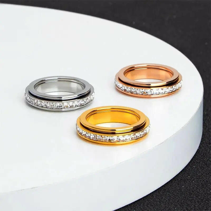 The Essence Collection Mindful Rings - Gold Plated Fidget Rotating Spinner Ring - Mindful Rings