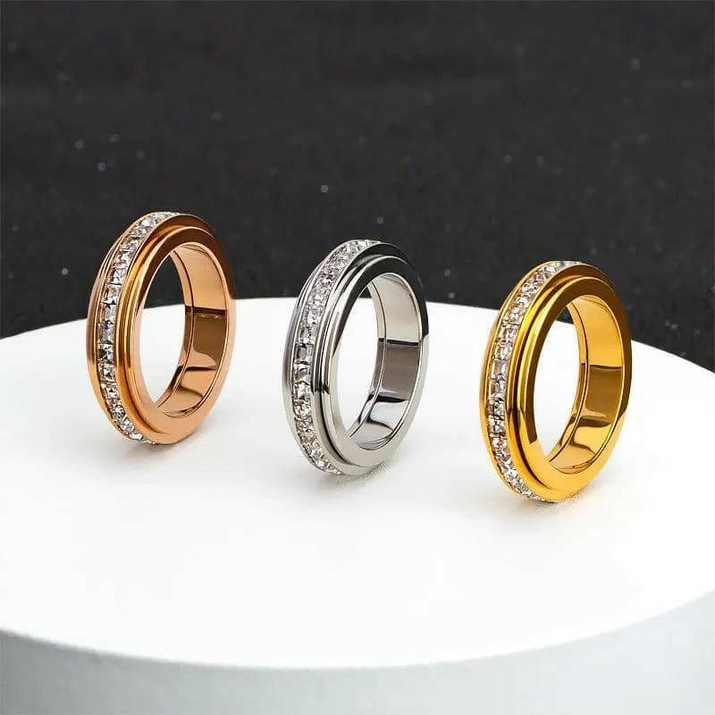 The Essence Collection Mindful Rings - Gold Plated Fidget Rotating Spinner Ring - Mindful Rings