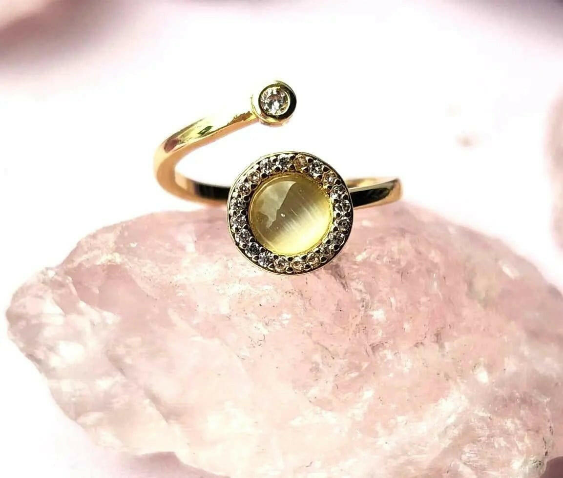 The Moonstone Collection - Gold Plated Moonstone Fidget Spinner Ring - Mindful Rings