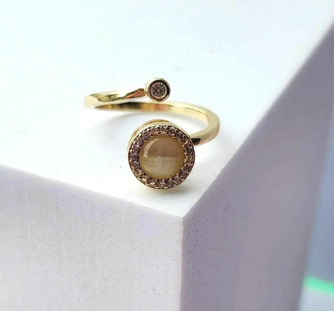 The Moonstone Collection - Gold Plated Moonstone Fidget Spinner Ring - Mindful Rings