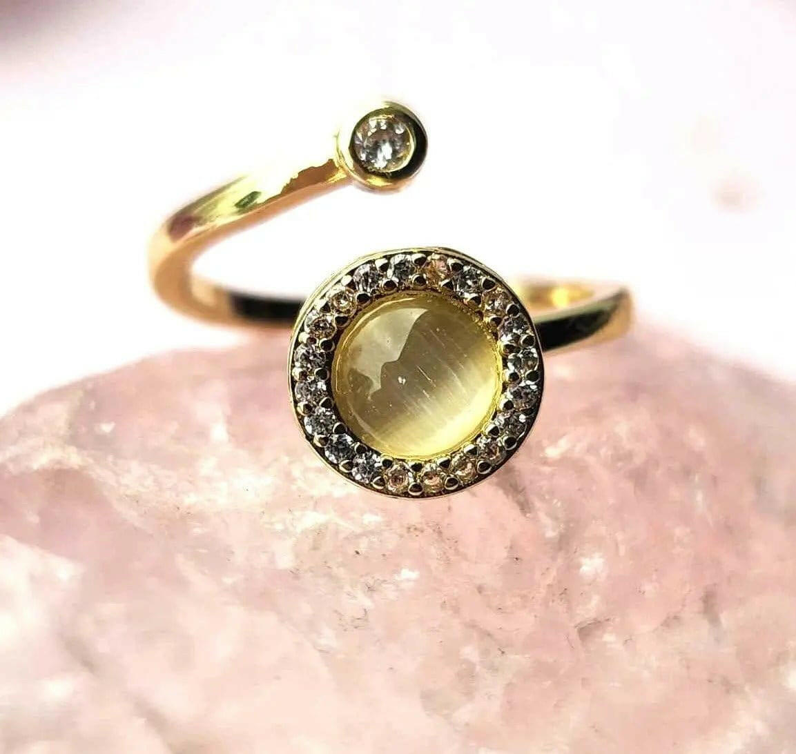 The Moonstone Collection - Gold Plated Moonstone Fidget Spinner Ring - Mindful Rings