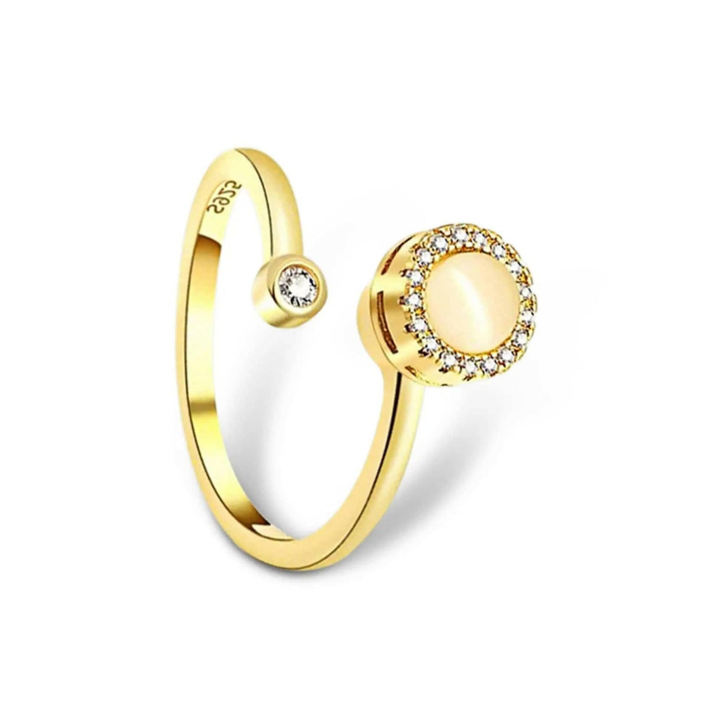 The Moonstone Collection - Gold Plated Moonstone Fidget Spinner Ring - Mindful Rings