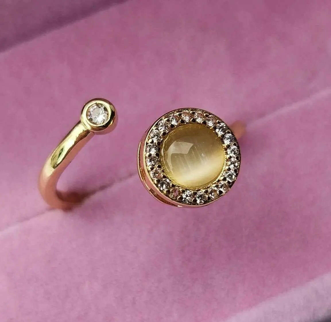 The Moonstone Collection - Gold Plated Moonstone Fidget Spinner Ring - Mindful Rings