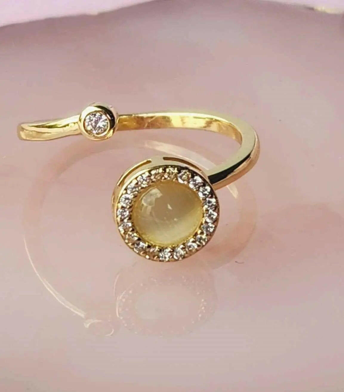 The Moonstone Collection - Gold Plated Moonstone Fidget Spinner Ring - Mindful Rings