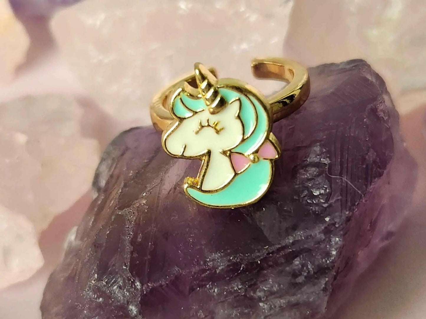 The Olivia - White and Blue Unicorn Kids Fidget Spinner Ring - Mindful Rings