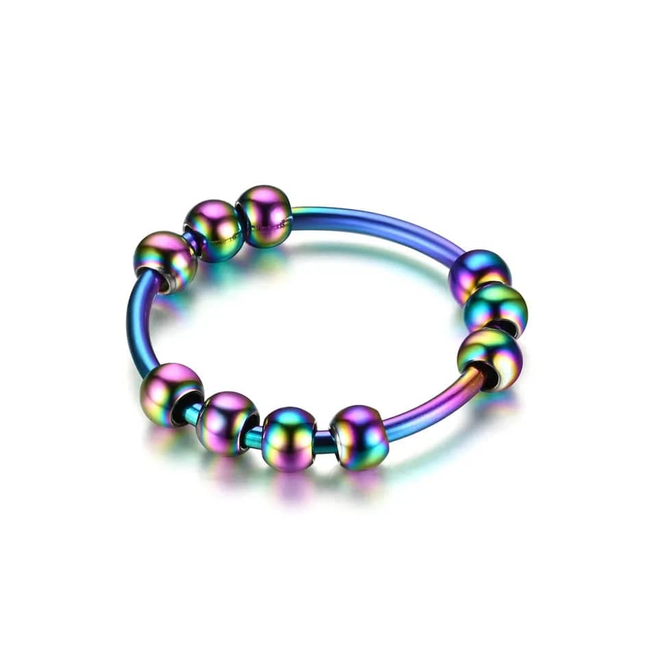 10 Beaded Ring - Rainbow Fidget Anxiety Ring