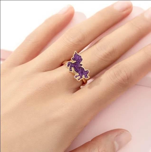 The Rylie - Glitter Purple Unicorn Fidget Spinner Rings