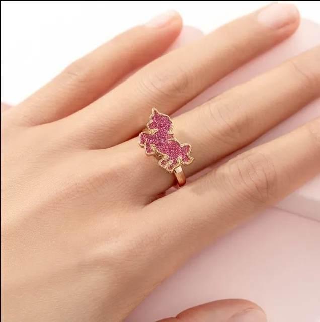 The Ava - Pink Glitter Unicorn Kids Fidget Spinner Ring
