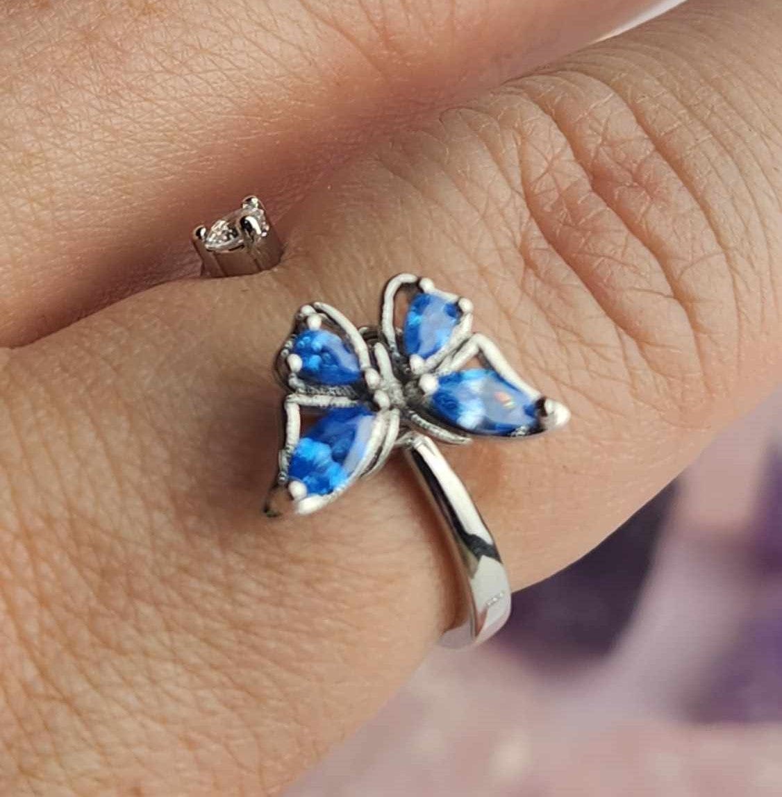 The Wellbeing Collection  - Blue Butterfly Fidget Spinner Ring