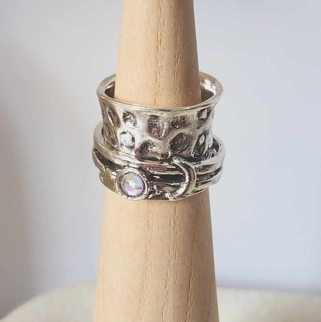 Sterling Silver - Moon and Stars Fidget Anxiety Ring