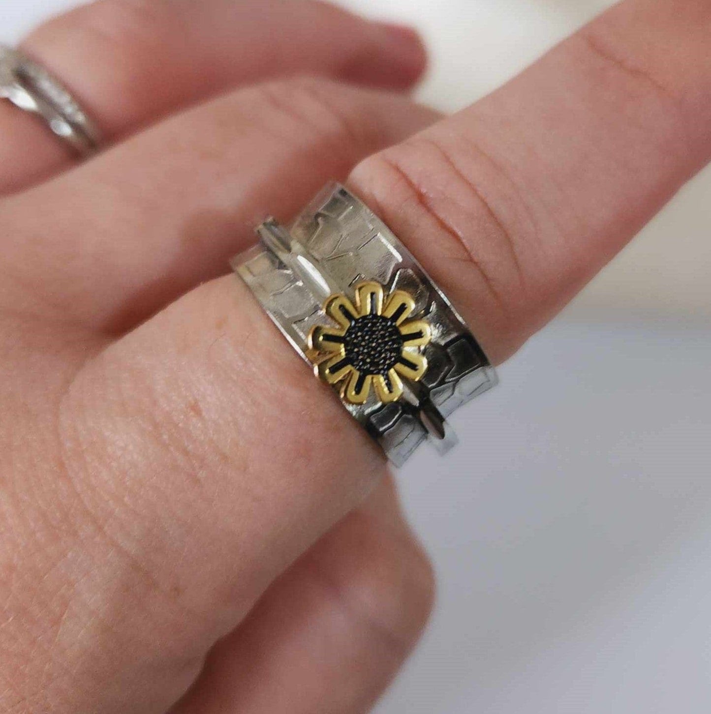 Sterling Silver - The Sun Flower Fidget Anxiety Ring
