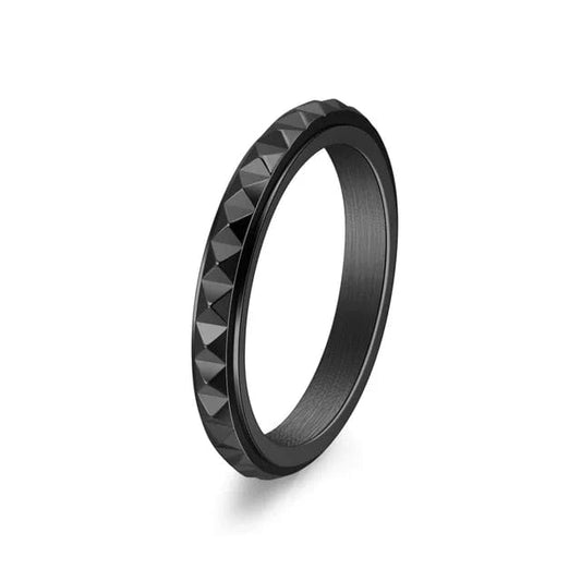 Mental Health Matters Black Pyramid Black 3mm Spinning Anxiety Ring - Mindful Rings