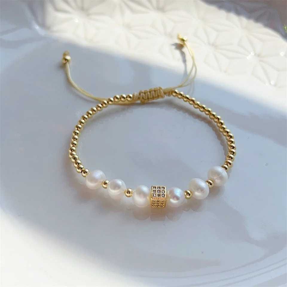 Cube Fresh Water Pearl Fidget Bracelet - 18K Gold Plated Anxiety Relief Jewellery