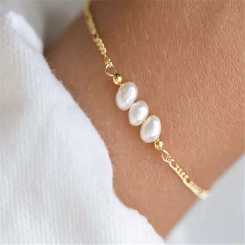 925 Sterling Silver Three Imitation Pearls Bead Bracelet -  Anxiety Relief Jewellery
