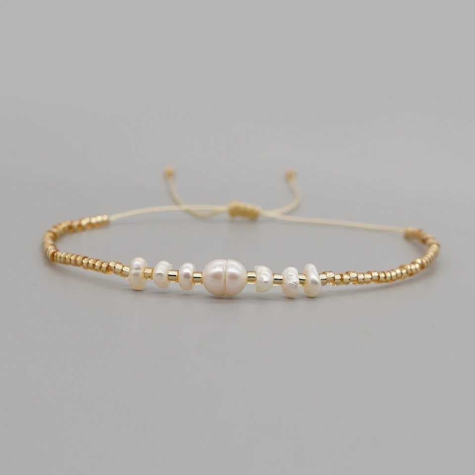 Dainty Thin Gold Plated Pearls Bead Bracelet -  Anxiety Relief Jewellery