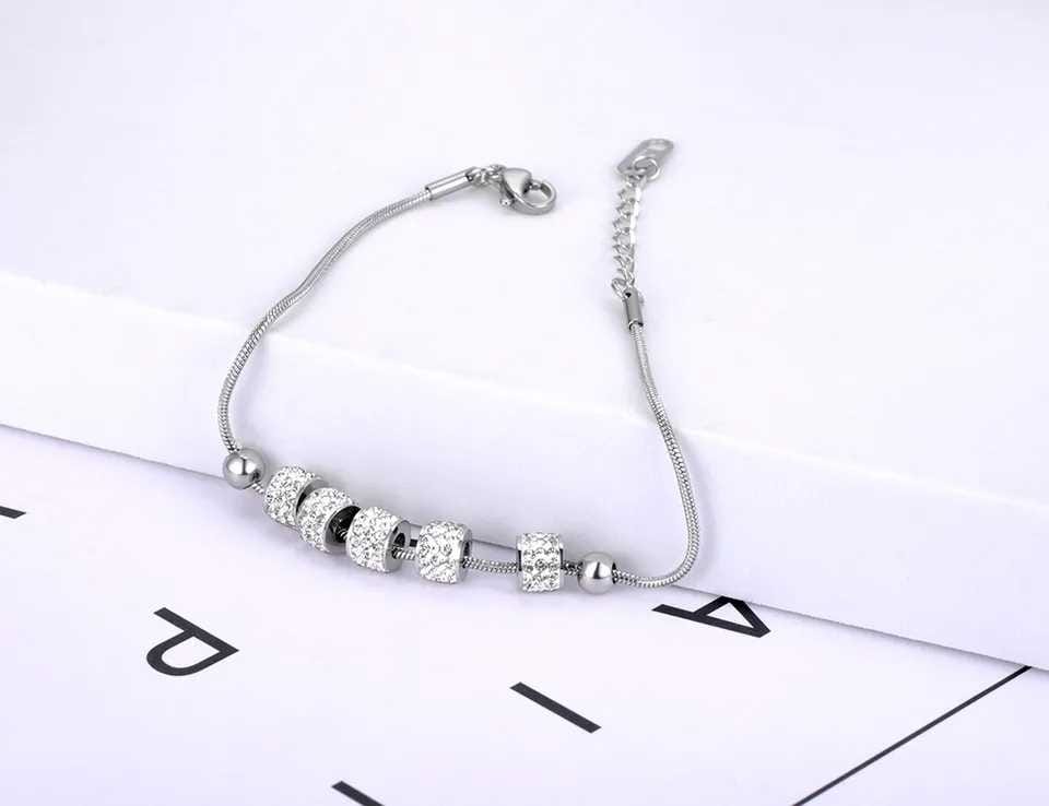 Stainless Steel 5 Cz Bead Bracelet -  Anxiety Relief Jewellery