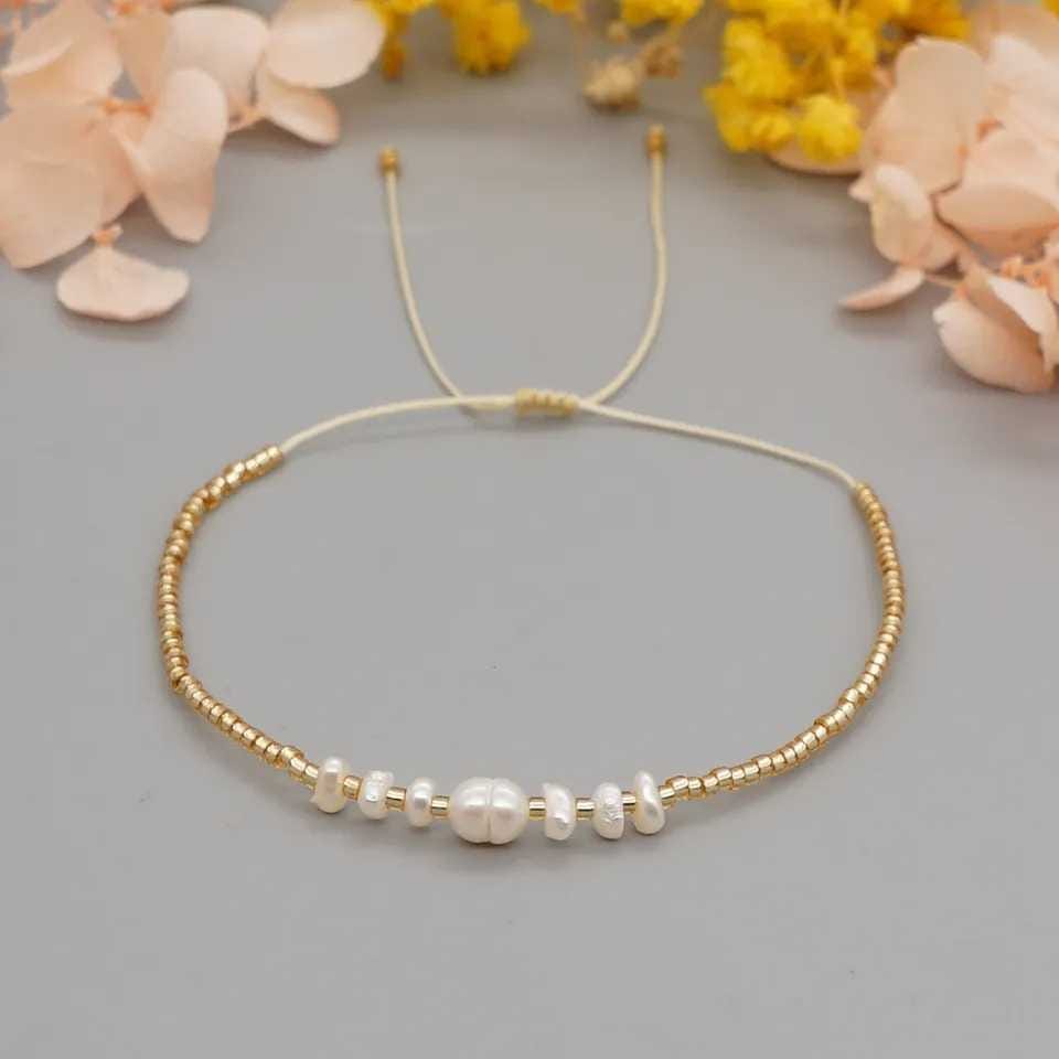 Dainty Thin Gold Plated Pearls Bead Bracelet -  Anxiety Relief Jewellery