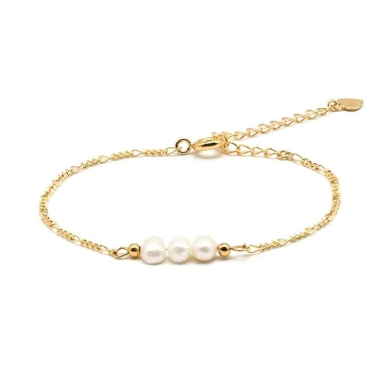 925 Sterling Silver Three Imitation Pearls Bead Bracelet -  Anxiety Relief Jewellery