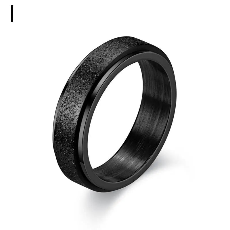 6mm Frosted Glitter Titanium Rotating Ring - Black - Mindful Rings