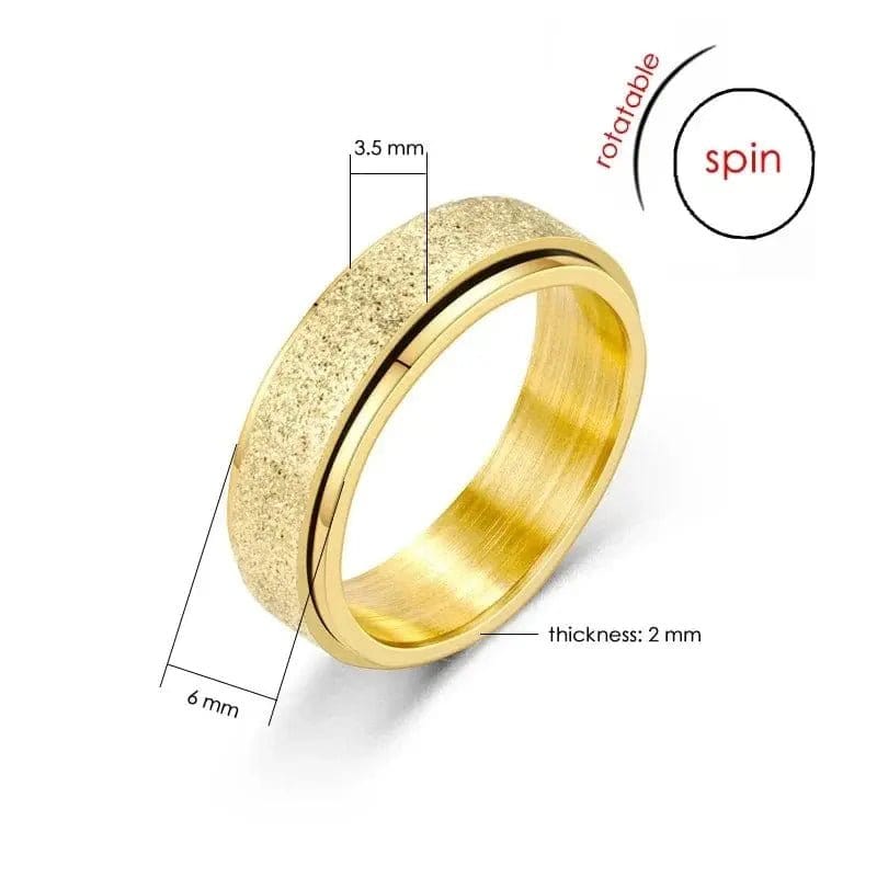 6mm Frosted Glitter Titanium Rotating Ring - Gold - Mindful Rings