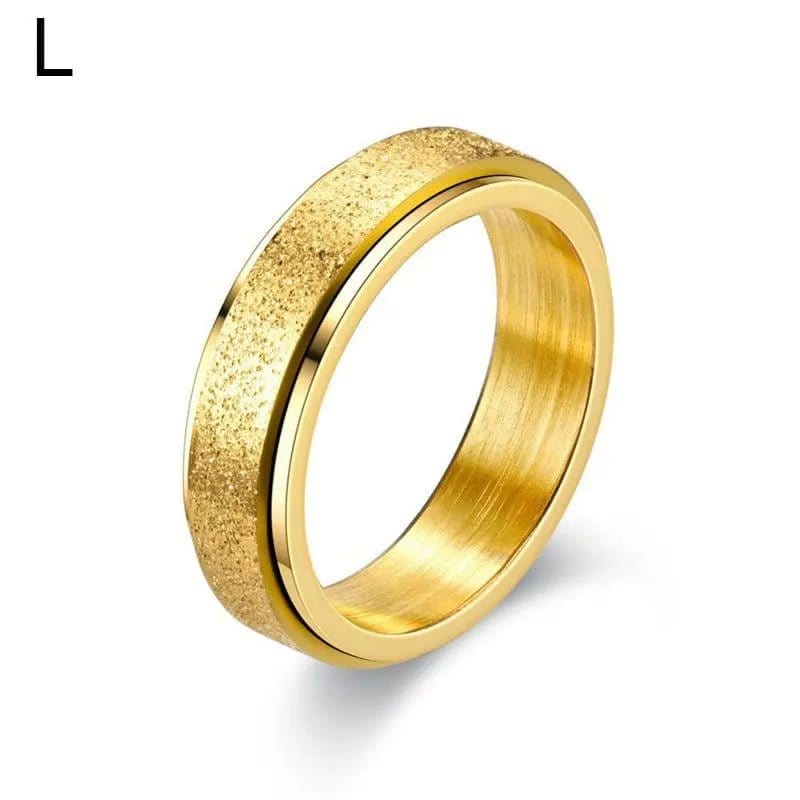 6mm Frosted Glitter Titanium Rotating Ring - Gold - Mindful Rings