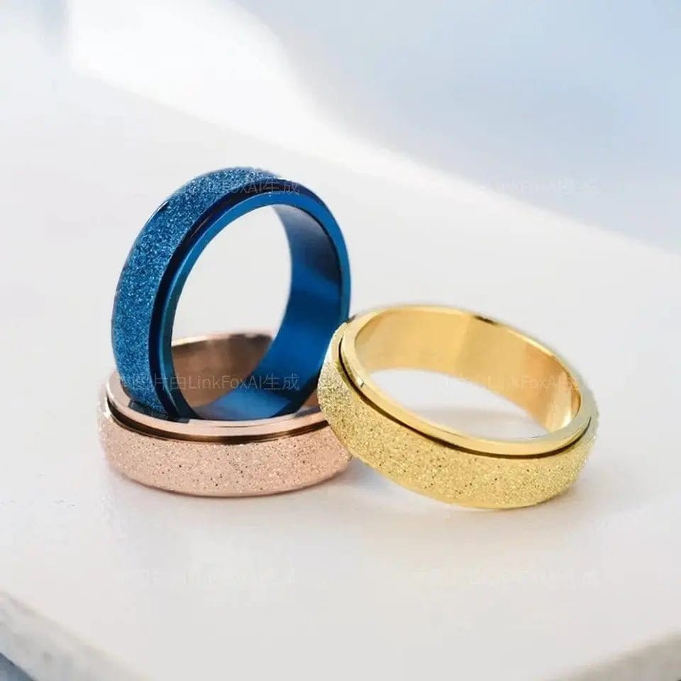 6mm Frosted Glitter Titanium Rotating Ring - Gold - Mindful Rings