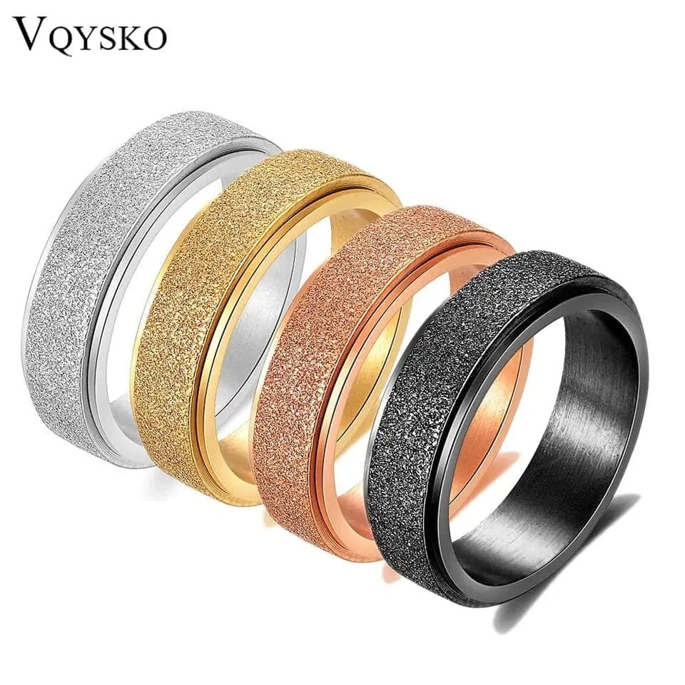 6mm Frosted Glitter Titanium Rotating Ring - Rainbow - Mindful Rings