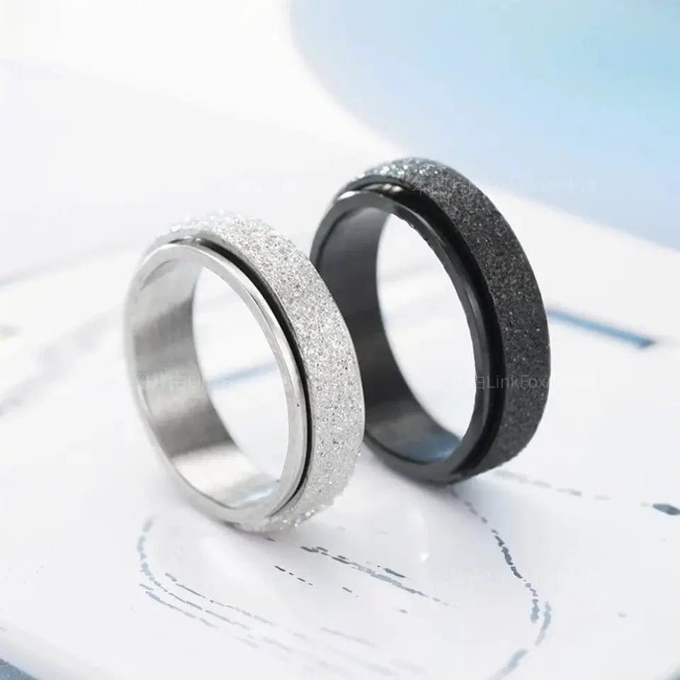 6mm Frosted Glitter Titanium Rotating Ring - Silver - Mindful Rings