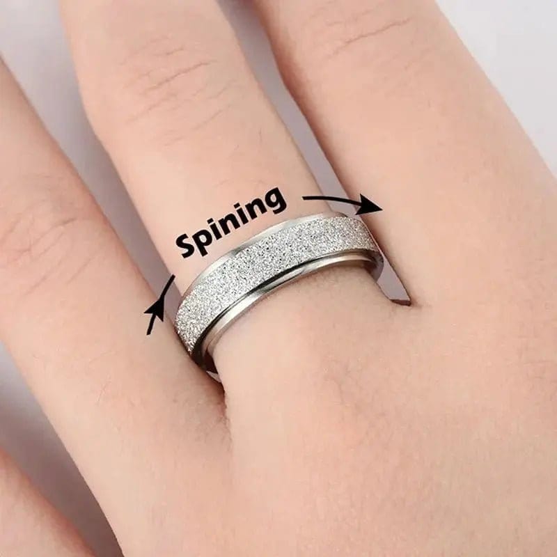 6mm Frosted Glitter Titanium Rotating Ring - Silver - Mindful Rings