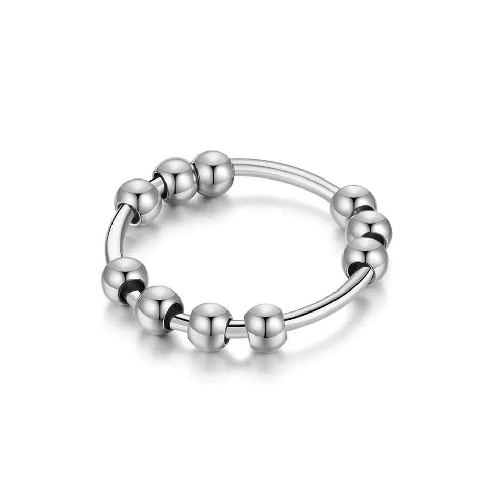 10 Beaded Ring - Silver Fidget Anxiety Ring
