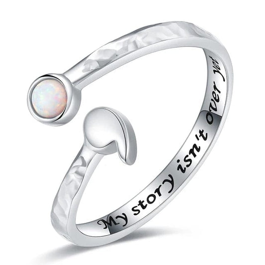 Mental Health Matters - Opal 925 Sterling Silver Semicolon "My Story Isnt Over Yet" Engraving - Mindful Rings