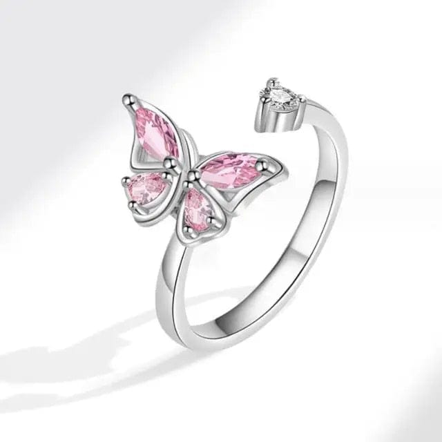 The Breathe Collection Mindful Rings - Pink Butterfly Fidget Spinner Ring