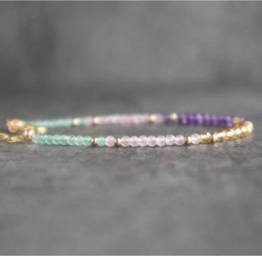 Crystal Bracelet for Anti Anxiety with Rose Quartz Amethyst Aventurine Citrine, Healing Gemstone Anxiety Bracelet