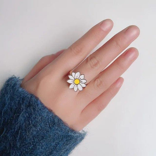 The Lily - Silver White Spinning Sunflower Kids Fidget Spinner Ring - Mindful Rings