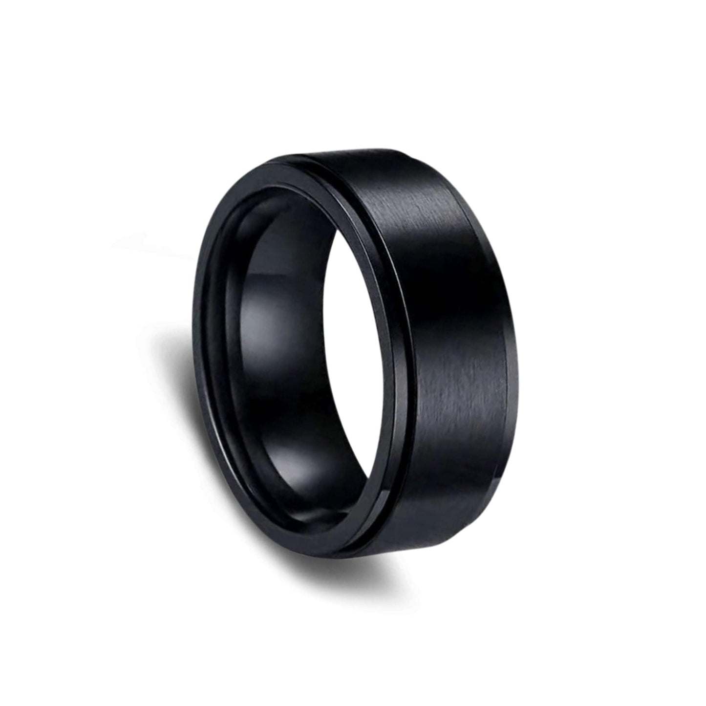 The Fusion Collection Men's Rotating Ring - Black Sterling Silver Fidget Rotating Spinner Ring