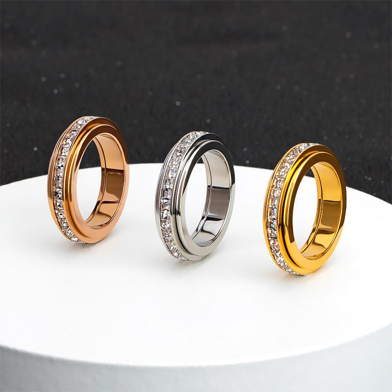 The Essence Collection Mindful Rings - Gold Plated Sterling Silver Fidget Rotating Spinner Ring