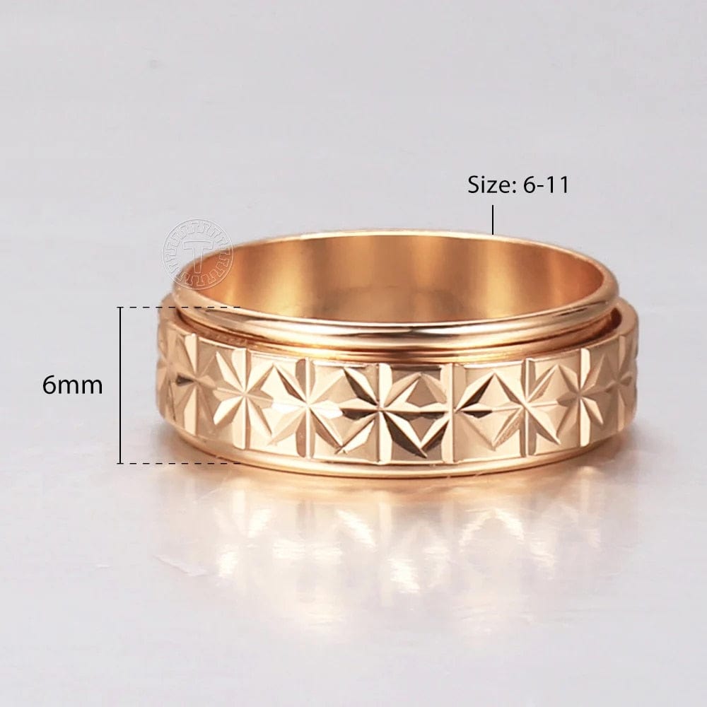 Crosses 6mm Rose Gold Colour Spinner Ring Rotatable Carved Anti Stress Anxiety Ring