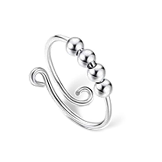 Minimalist 4 Bead - Silver Fidget Anxiety Ring - Mindful Rings