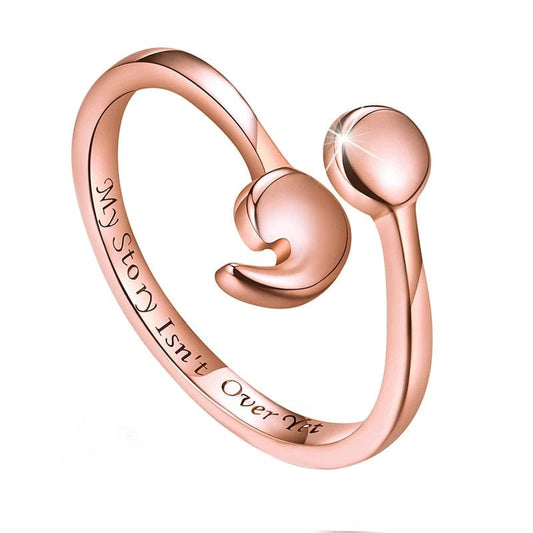 Mental Health Matters - Semicolon Rose Gold Engraved "My Story Isnt Over Yet" Adjustable Size 5 to 10 - Mindful Rings