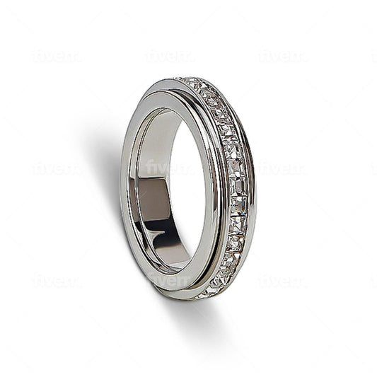 The Essence Collection Mindful Rings - Sterling Silver Fidget Rotating Spinner Ring