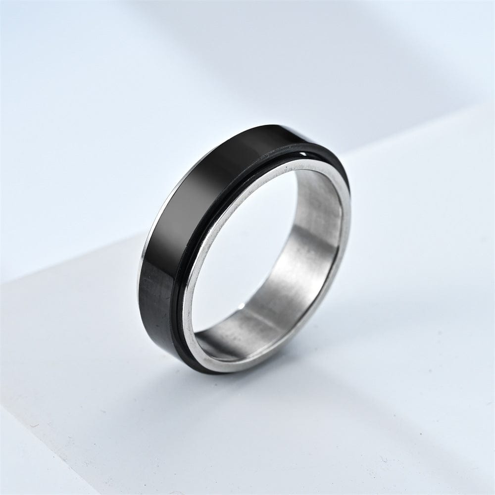 The Elevated Collection Men's Rotating Ring - Black Sterling Silver Fidget Rotating Spinner Ring
