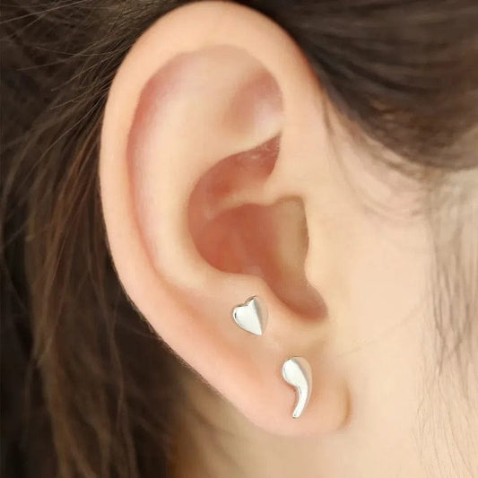Mental Health Matters - 925 Sterling Silver Semicolon Earring Set - Mindful Rings