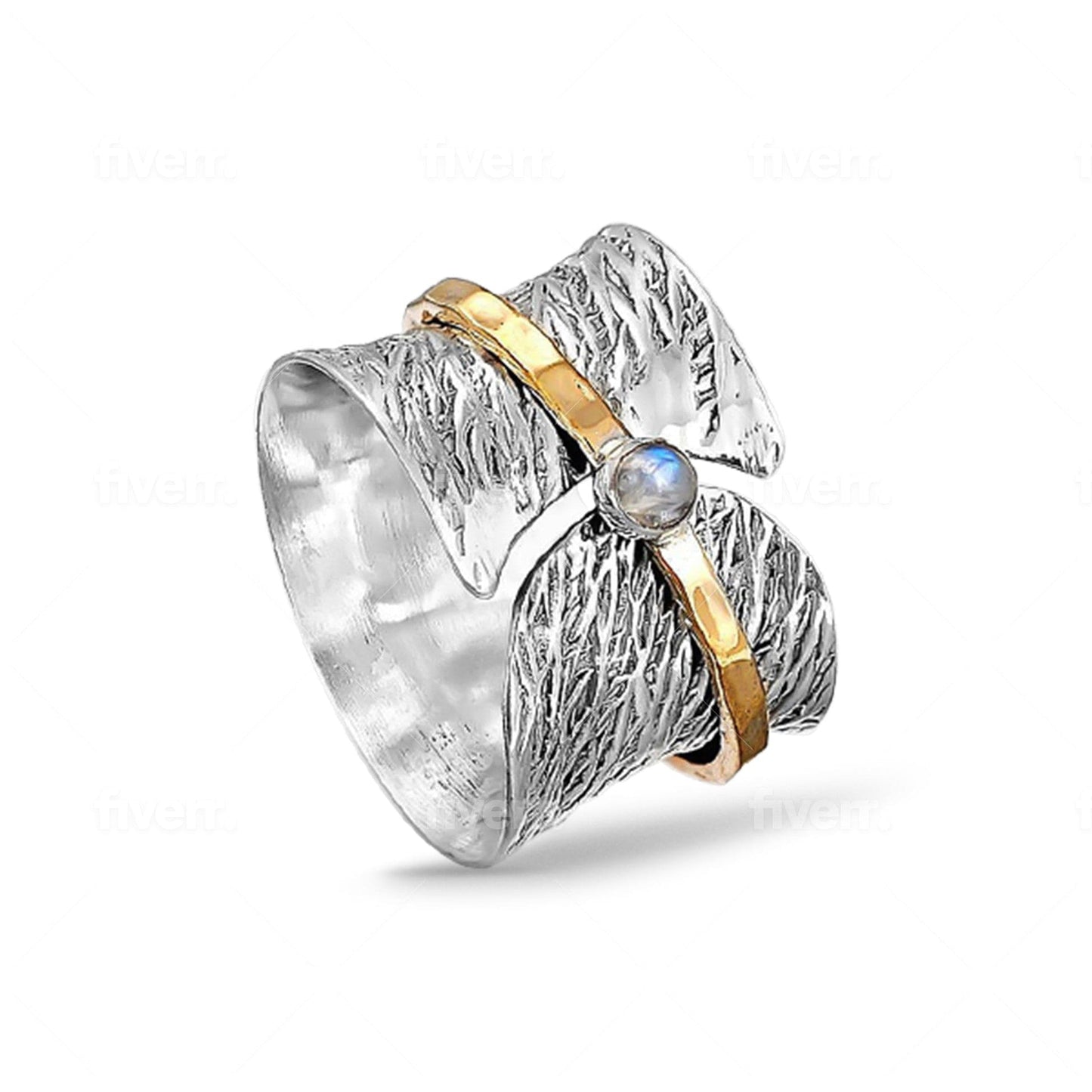 Meditation Spinner Ring - Golden Opal Fidget Anxiety Ring