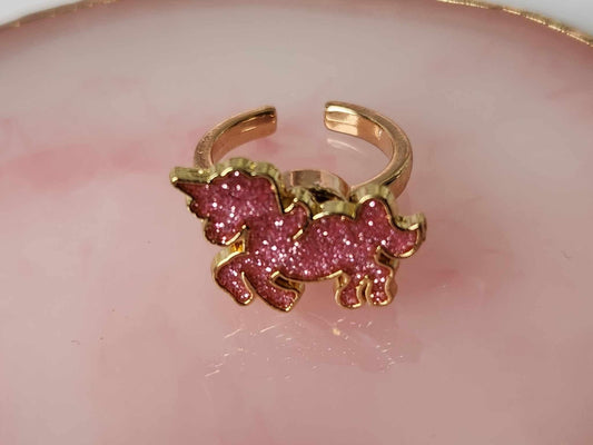 The Ava - Pink Glitter Unicorn Kids Fidget Spinner Ring - Mindful Rings