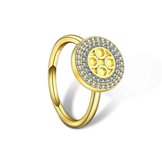 The Blessing Collection - Gold Plated Blue and Clear Zircon Gems Fidget Spinner Ring - Mindful Rings