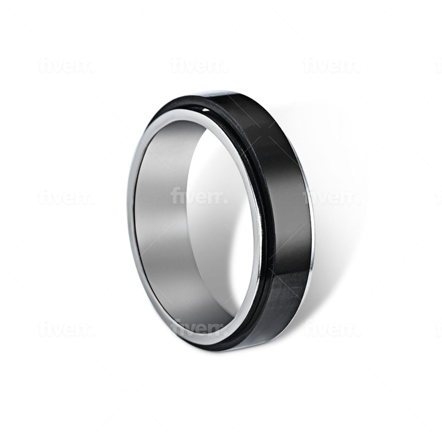 The Elevated Collection Men's Rotating Ring - Black Sterling Silver Fidget Rotating Spinner Ring